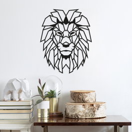 Wallity Lion Escultura de Pared de Metal Negra
